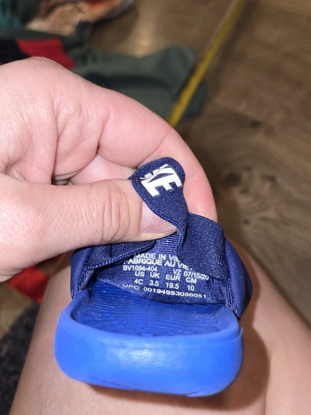 Nike Boys Blue Slide Sandals with White Swoosh